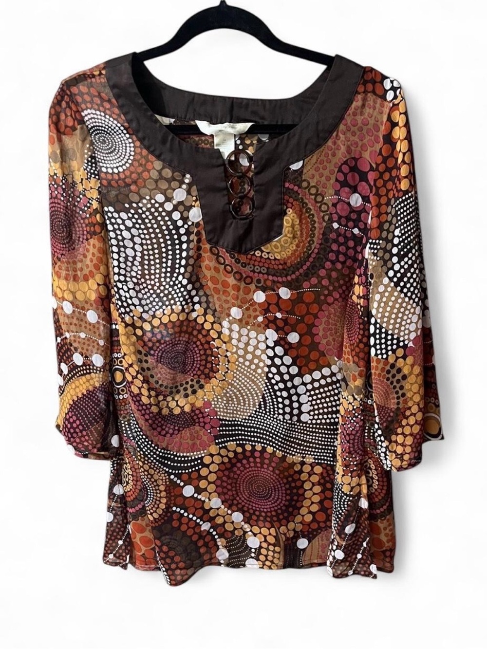 New York City Design Multicolor Dot-Print Blouse